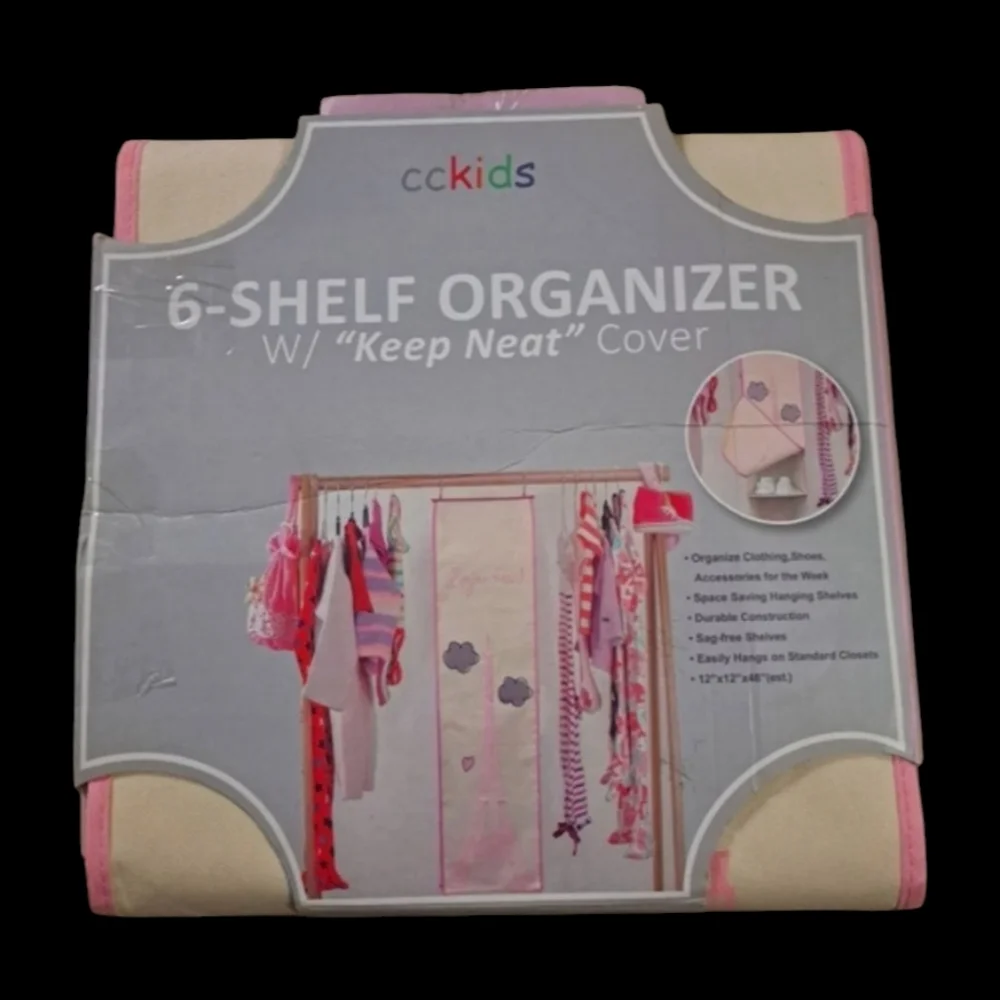 cckids Closet Complete Pink 6-Shelf Organizer Keep Neat Cover 12
